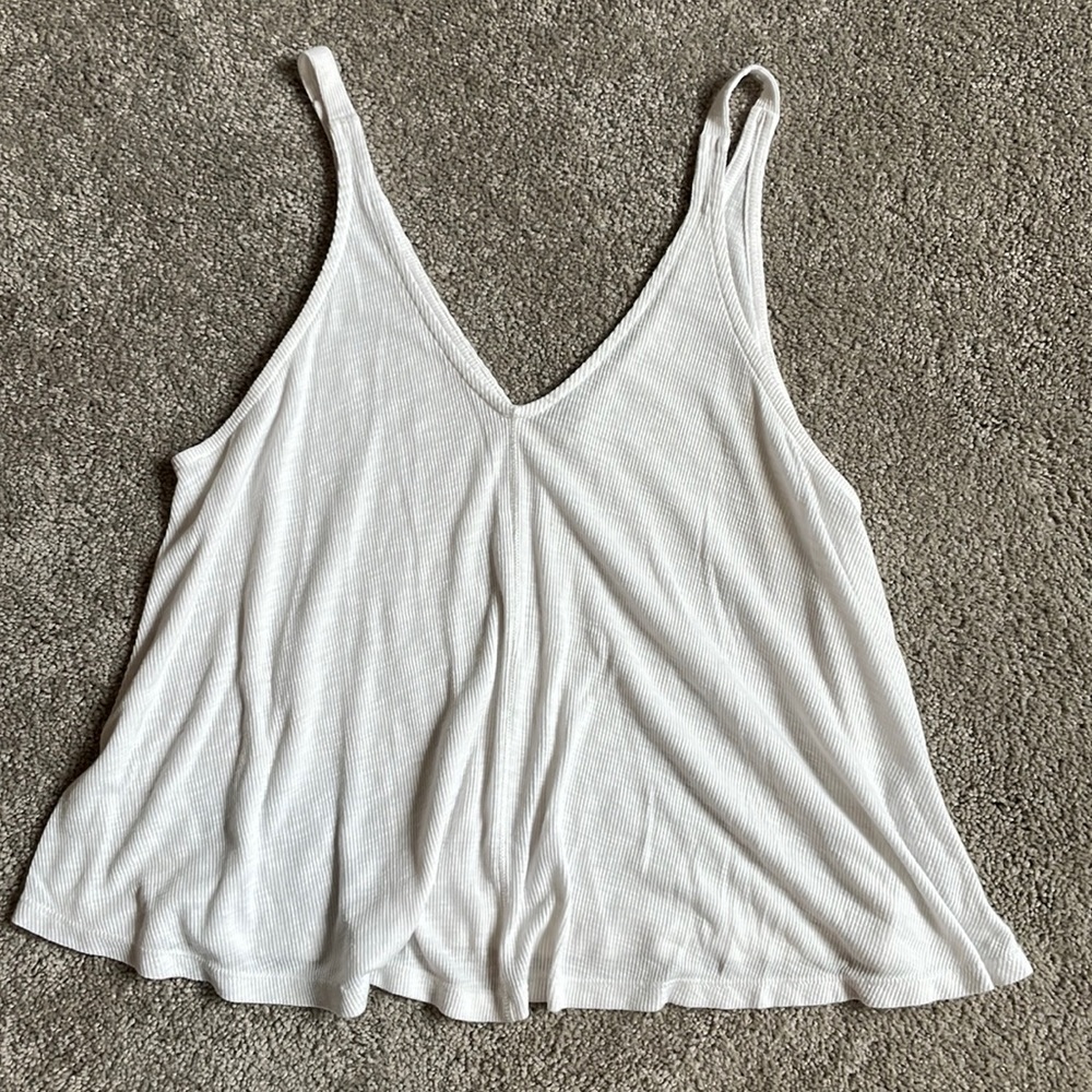 free people white flowy tank top, size small